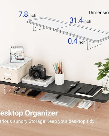 Monitor Stand Riser,31.5-Inch LED Light Wood Computer Monitor Stand with Adjustable Acrylic Legs,Desk Accessories Desktop Organizer Stand for, Computer,Laptop,Printer,PC TV Screen Riser,Black