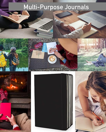 Simply Genius A5 Hardcover Dotted Notebook - Lay-Flat Binding & Grid Pages - Durable Leatherette Cover & Dotted Journal Multipack - Ample 192-Page Bulk Journals - Pack of 20, A5, Black