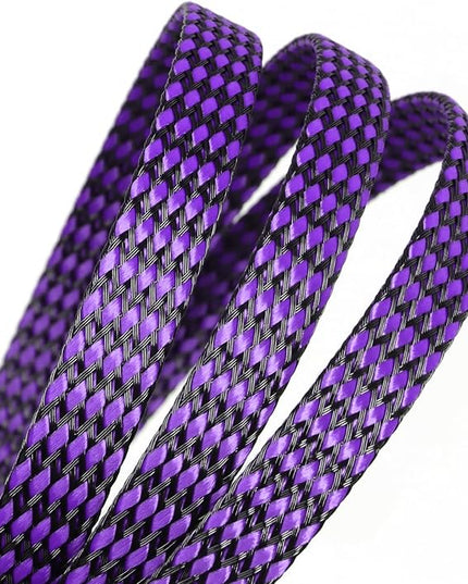 Braided Expandable Cable Sleeve, 25ft PP Cotton and PET Braided Cable Management, Flexible Mesh Wire Loom and Cable Protector for TV, Computer, Home Theater, Automotive (Purple, 5/16")