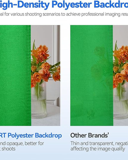EMART 7 x 10ft Green Screen Backdrop Kit with Tripod Stand, Photography Background Support System with 6 x9ft 100% Cotton Muslin Chromakey Backdrop for Photo Studio, Video Shooting, Live Streaming
