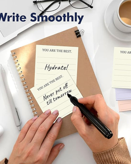 18 PCS Inspirational Sticky Notes with Lines, Adhesive Note Pads Motivational Fun Notepads, Employee Appreciation Gifts Bulk for Teacher, Nurse, Coworkers, Office, Work & Study Supplies (3” x 3“)