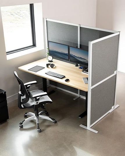 VIVO L-Shape Modular Corner Wall System, 3 Panels, Modern Professional Office Cubicle Dividers, Freestanding Privacy Screen, 66 inches High, Dark Gray, PP-MWS63D-L