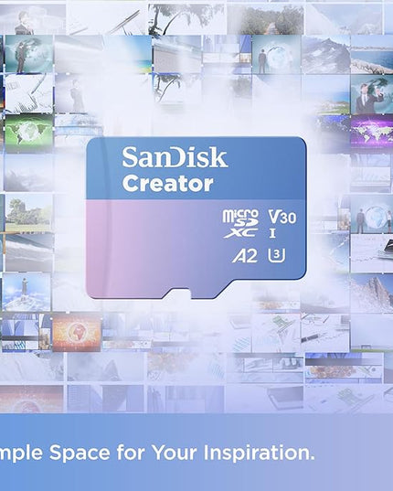 SanDisk 1TB Creator microSD UHS-I Card with SD Adapter - Up to 190MB/s, for Cameras and Drones, 4K, 5.3K, A2, V30, U3, 3 Months of Adobe Lightroom Included - SDSQXAV-1T00-GN6MS