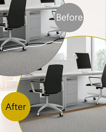 Floor Cord Cover 3.3FT Cord Covers for Wires on Floor Protect Wires & Prevent Trip Hazards, Easy to Cut for Home, Office, School, Concerts, Cavity W0.6in x H0.32in