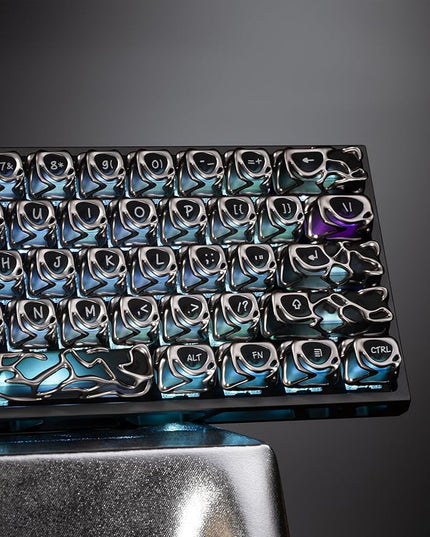 XVX Venom Keycap 60 75 100 Percent, Translucency Keyboard Keycaps w/Hollowed-out Design, ABS+PC Material Keycaps, MOA Profile Keycap, Full 120 Key Set for MX Mechanical Gaming Keyboards (Silver)