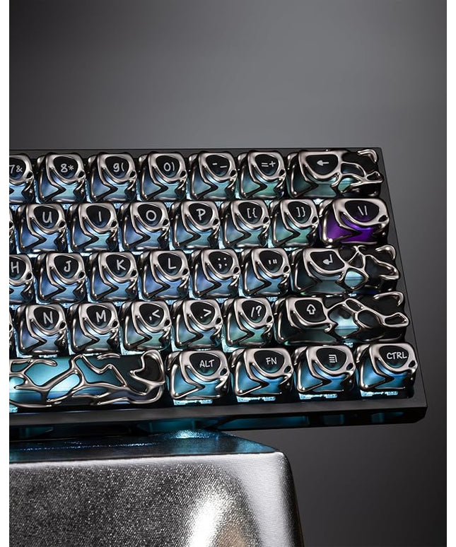XVX Venom Keycap 60 75 100 Percent, Translucency Keyboard Keycaps w/Hollowed-out Design, ABS+PC Material Keycaps, MOA Profile Keycap, Full 120 Key Set for MX Mechanical Gaming Keyboards (Silver)
