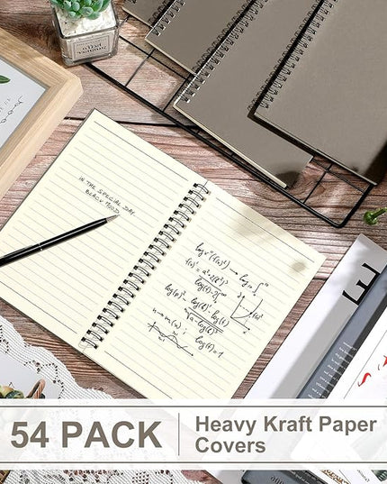 Yahenda Spiral Notebook Bulk A5 Journal Lined 8.3'' x 5.5'' Writing Composition Paper Small Notepad Subject Notebook for Students Office Business Back to School Supplies(Dark Gray,54 Pcs)