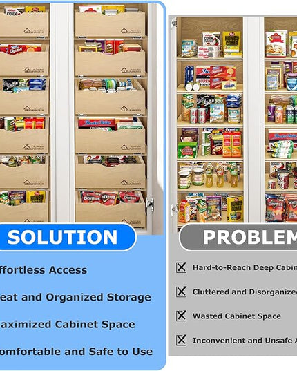 WelFurGeer Premium Birchwood Pull-Out Cabinet Drawers, 14" W x 21" D Pull Out Cabinet Organizer, Soft Close Slide-Out Shelves for Kitchen Cabinets, Heavy-Duty Cabinet Organizer for Home & Kitchen