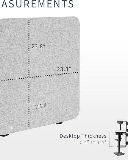 VIVO Clamp-on/Screw-on 24 x 24 inch Privacy Panel, Sound Absorbing Cubicle Desk Divider, Acoustic Partition, Gray, PP-1-V024G