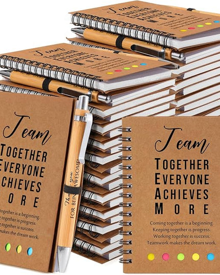 Jetec Inspirational Notebooks Bulk Spiral Notebook with Sticky Notepad Motivational Pens Valentines Day Gifts for for Employee Coworker Nurse Staff Teacher Nurse Volunteer(25 Sets,Team)