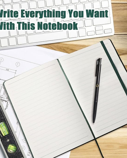 Laumoi 28 Pack PU Leather Lined Notebook Journal Bulk A5 Hardcover Notebook College Ruled 5.5 x 8.2 Inch Journal with Pen Holder for School Business Work Writing(Green,Simple)