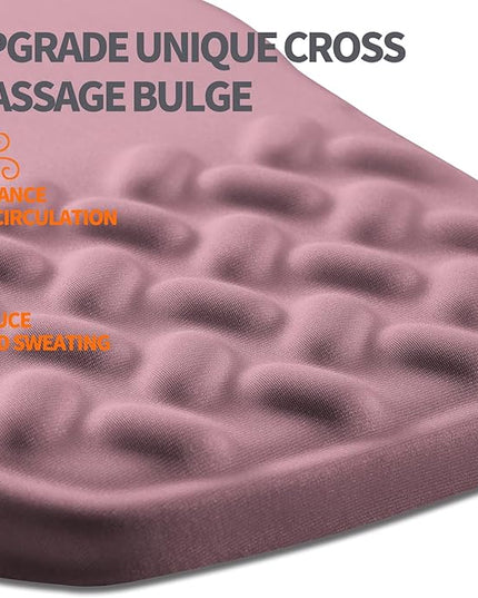 Ergonomic Slope Mouse Pad Wrist Support, Wrist Rest Mousepad for Carpal Tunnel Pain Relief with Massage Bulge and Slow Rebound Memory Foam (12x8 inch, Dark Pink)