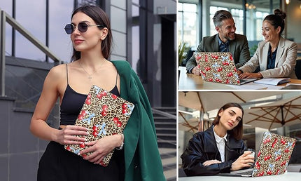 DONGKE Compatible with MacBook Pro 13 inch Case 2024 2023-2020 Release A2338 M2/M1 A2251 A2289 with Retina Display & Touch ID, Plastic Hard Shell & Keyboard Cover & Screen Film - Cherry & Leopard