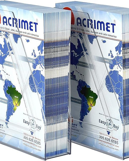 Acrimet Magazine File Holder – Vertical Rack for Documents, Folders and Mail, Durable Plastic Desk Organizer for Office & Home, Clear Crystal (2 Pack)