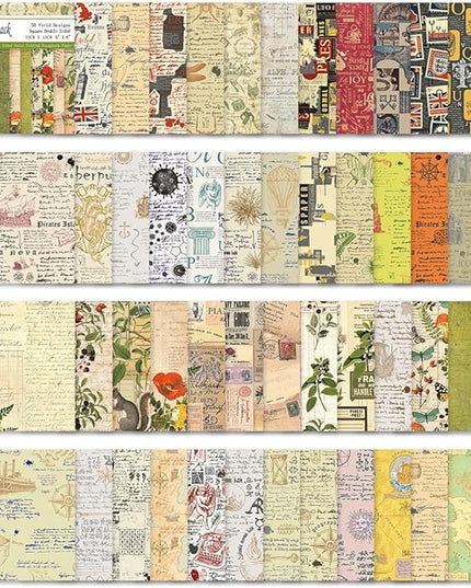 Square Origami Paper 6x6 Double Sided 50 Sheets 50 Colors 70GSM Origami Kit Japanese Chiyo Easy Fold Arts Crafts DIY Handwork Beginner Retro Newspapers