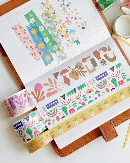 Bomichi 38 Rolls Washi Tape, Aesthetic Colored Decorative Cute Scrapbook Tape for Scrapbooking Supplies Journaling Craft Junk Journal