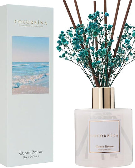 COCORRÍNA Reed Diffuser - Ocean Breeze Scented Diffuser with 8 Sticks Home Fragrance Reed Diffuser for Bathroom Shelf Decor