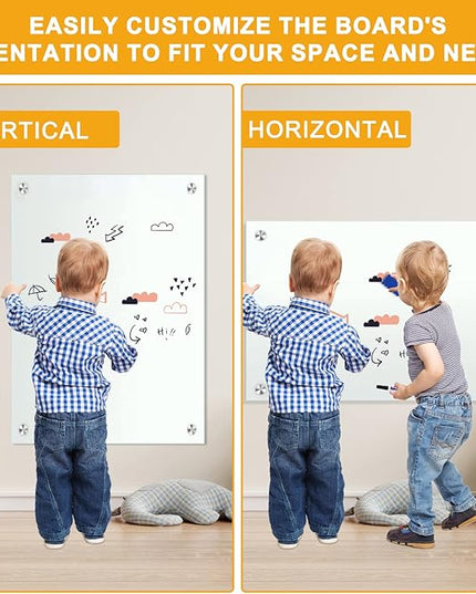 H-Qprobd Glass Whiteboard 36"x24" Magnetic Dry Erase White Board for Wall, Includes 12 Magnets, 8 Markers and 2 Erasers