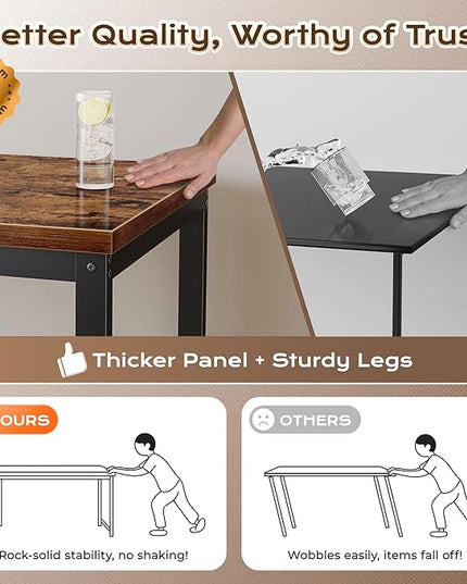 Huuger 55 x 24 inch Desk with Power Outlets & USB-C, Deeper & Thicker Desktop, Robust Metal Tubes, Computer Desk, Heavy Duty Office Desk, Work Gaming Desk for Home Office, Rustic Brown