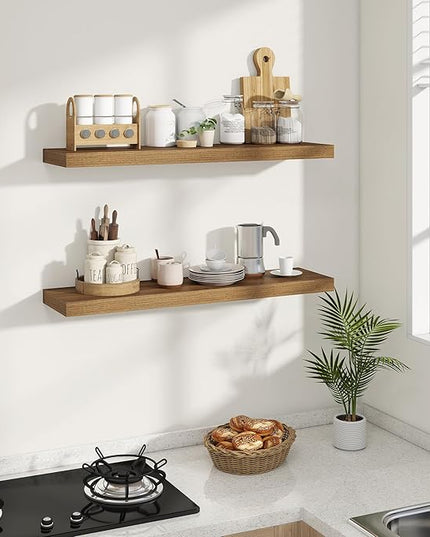 Dreamland 36 Inches Floating Shelves for Wall, 8" Deep Long Floating Shelves Set of 2, Large Display & Storage Shelf, Wall Shelf for Bathroom Bedroom Living Room Kitchen Office, Walnut