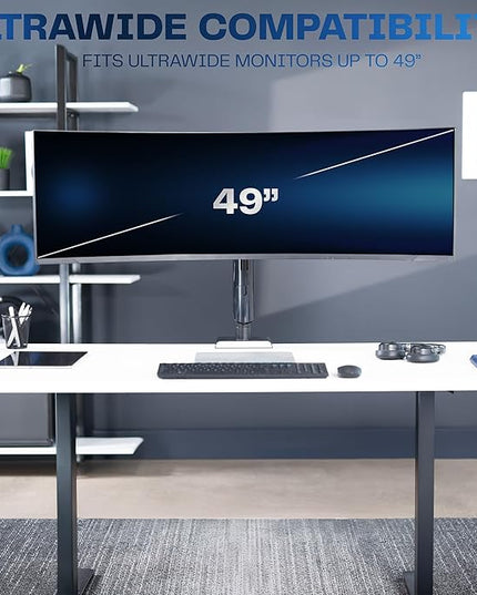 VIVO Heavy Duty Aluminum Ultrawide Monitor Desk Mount for up to 49 inch Screens, Holds 39.6 lbs, Space Efficient Vertical Lift Stand, Black, STAND-149J