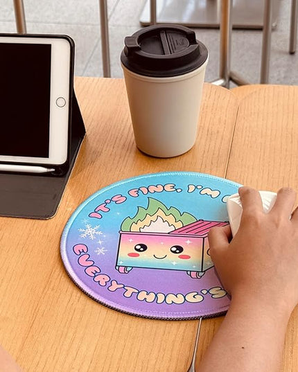 Colorful Dumpster Round Mouse Pad 8.6 x 8.6 Inch, Cute Funny Mousepad for Laptop Gaming, Stitched Edge Non-Slip Rubber Base, Home Office Decor Desk Accessories