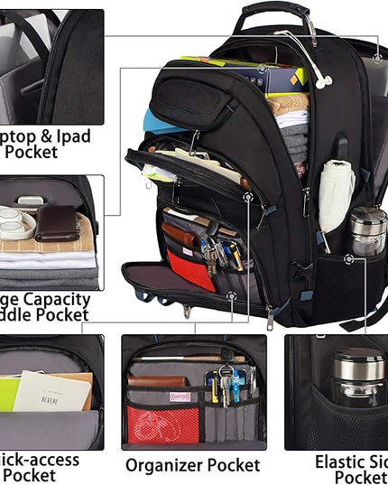 JCDOBEST Laptop Backpack, Blue, 55L Capacity, TSA Approved, Multipurpose, Convenient USB Port, Comfortable Back Design, Durable Polyester Fabric