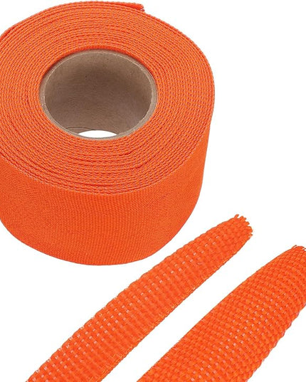 MECCANIXITY Braided Cable Sleeves Heat Shrinkable Fabric Sleeving, 2" 26ft Orange 2:1 Ratio Heat Shrinkable Cord Protector for Harness Cable, Network Cable Protection, Cable Management