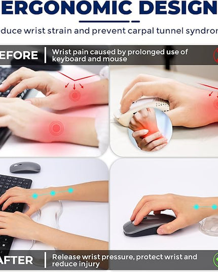Gel Wrist Rest for Keyboard and Mouse, Wrist Rest for Keyboard, Mouse Wrist Support, Pain Relief, Cool Touch, Non-Skid, Keyboard Wrist pad