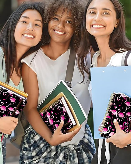 Cute Spiral Journal Notebook,A5 Hardcover Lined Journals for Women Girl 6 x 8.3 in,120 Pages Thick Paper,Cute College Ruled Writing Notebook for Gifts Office Work School (Pink Flamingo Animal)