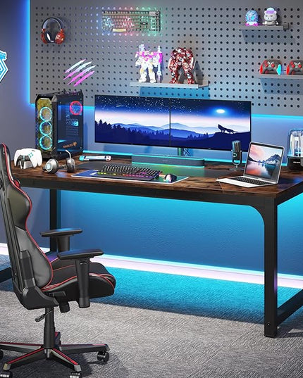 Tribesigns Modern Computer Desk, 70.8 x 35.4 inch Large Executive Office Desk Computer Table Study Writing Desk Workstation for Home Office,Rustic/Black