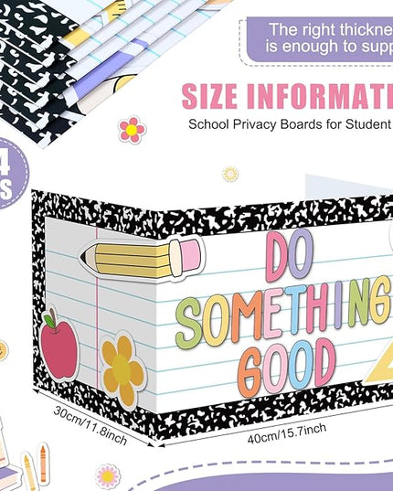 Honoson 24 Pcs Bulk Inspirational Privacy Folders for Students Cardboard Test Privacy Boards Motivational Words Desk Dividers Shield for Classroom School Study Supplies, 6 Styles(Composition)