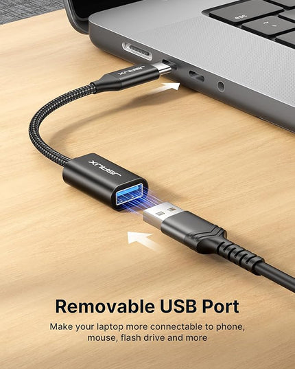 JSAUX USB C to USB 3.0 Adapter [2 Pack], USB C Male to USB Female OTG Cable Adapter Compatible with MacBook Pro/Air, iPhone 17 Pro Max/iPhone Air/16e/16/15 Series, Samsung Galaxy S25/S24/S23-Black
