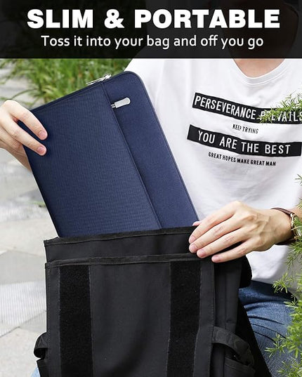 MoKo Tablet Sleeve Case Fits 13 Inch New iPad Pro M4 & Air M2 2024, iPad Pro 12.9 inch M2&M1,Galaxy Tab S8+/S9+ 12.4, Zipper Polyester Bag with Pocket, Fit Surface Pro Type Cover and Pen, Indigo