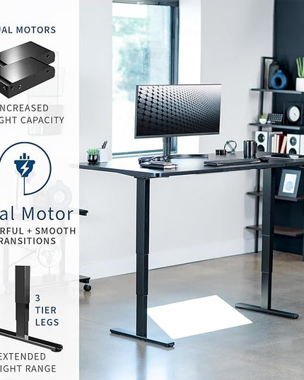 VIVO Electric 71 x 36 in Dual Motor Sit Stand Desk, Memory Height Adjustment, 2B Series, Black Top Black Frame, DESK-KIT-2B7B-36