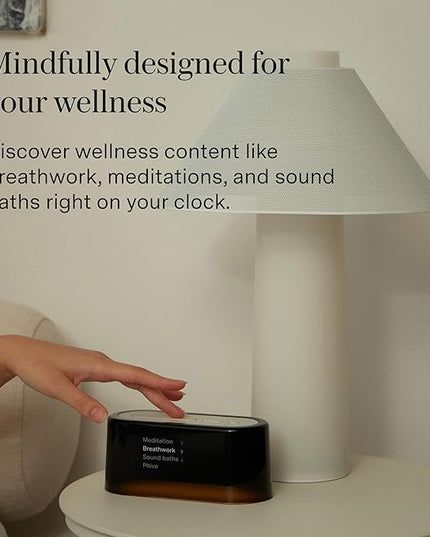 Loftie Alarm Clock with Sound Machine – Smart Alarm Clock with Light, White Noise, Bluetooth Speaker, Night Light Sound Machine, 100+ Sounds, Blackout Mode, No WiFi Mode, Optional Subscription - Black