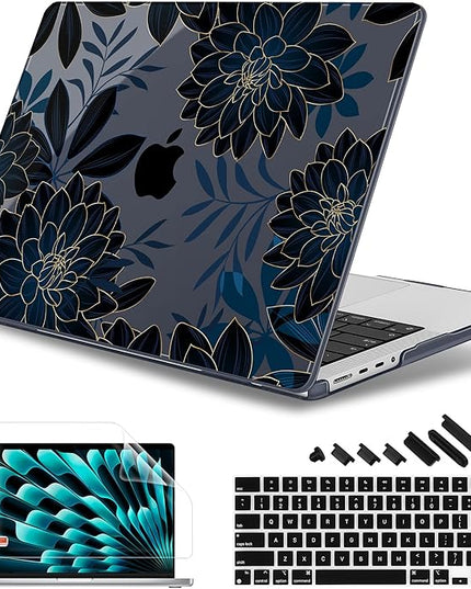 May Chen Case for MacBook Pro 14 inch, Models A2442 A2779 A2918 A2992 A3401 A3185 A3112 A3434, M1 M2 M3 M4 M5 Chip (2021-2025 Release), Plastic Hard Shell Case with Keyboard Cover, Luxury Dahlia