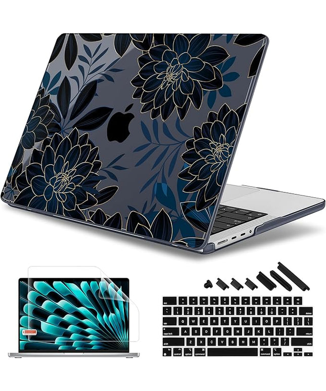 May Chen Case for MacBook Pro 14 inch, Models A2442 A2779 A2918 A2992 A3401 A3185 A3112 A3434, M1 M2 M3 M4 M5 Chip (2021-2025 Release), Plastic Hard Shell Case with Keyboard Cover, Luxury Dahlia
