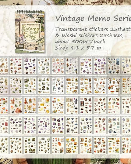 SIBLYMONA Vintage Stickers Pack, 50 Sheets Over 500 Pcs Art Stickers for Journaling, Scrapbooking Supplies and Junk Journal Bullet Journal Deco & Collage Kit Planner Accessories (Furniture)