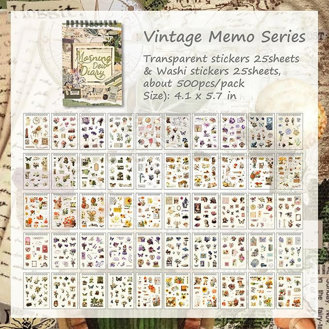 SIBLYMONA Vintage Stickers Pack, 50 Sheets Over 500 Pcs Art Stickers for Journaling, Scrapbooking Supplies and Junk Journal Bullet Journal Deco & Collage Kit Planner Accessories (Furniture)