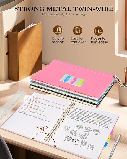Dotted Notebook, Spiral Notebook Journal 8.5” x 11”, A4 Large Dot Grid Notebooks for Women Men, 100 GSM Dotted Paper, Plastic Hardcover Spiral Bullet Journals for Work School Sketching, Purple