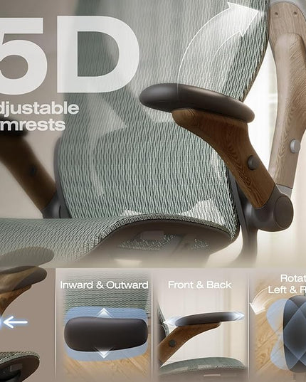 ELABEST X100 Ergonomic Mesh Office Chair with Footrest, Big and Tall Hone Desk Chair with 5D Flip-Up Arms, Adjustable 3D Lumbar Support,Gaming & Executive Computer Chairs for Long Hours