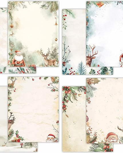 PARTH IMPEX 56 Sheets Christmas Writing Paper 8.5x11 - Letter Size Stationery Holidays Winter Party Looking Santa Letterhead Printer Paper - 120gsm Thick Decorative Double-sided Design