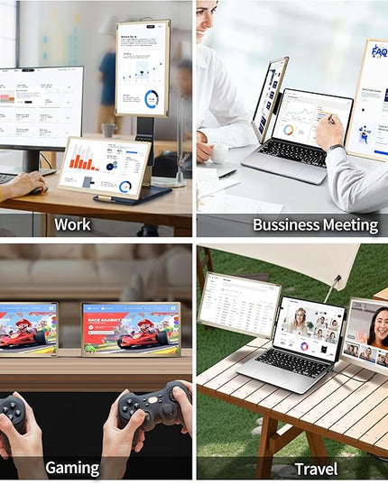 LivElect-m 15.6" Triple Laptop Screen Extender, FHD 1080P IPS Laptop Monitor Extender, Detachable Screen Travel Monitor Laptops with Speakers, Plug&Play, Compatible with Mac/Android/Win