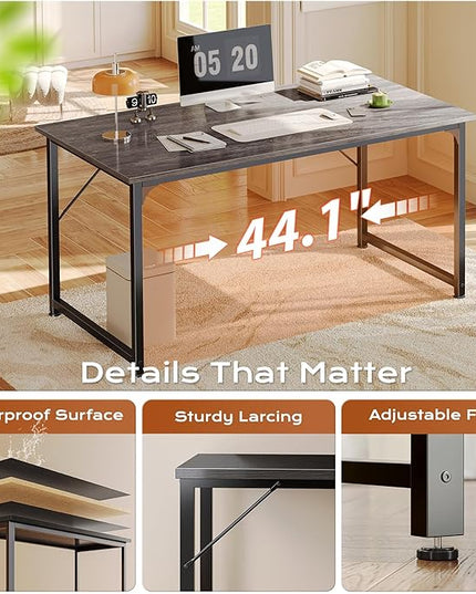 PRAISUN 48 X 24 Inch Computer Desk with Deeper Desktop, Gaming Office Writing Work Desk for Home Office, Study, Bedroom, Work from Home, Metal Frame, Grey