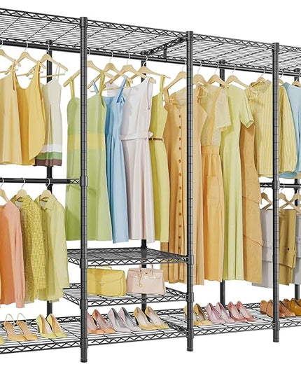 VIPEK V40 Plus Extra Large Clothes Rack Heavy Duty Clothing Rack for Hanging Clothes, Multi-Functional Closet Organizer System Freestanding Wardrobe Closet for Bedroom, Max Load 1300lbs, Black