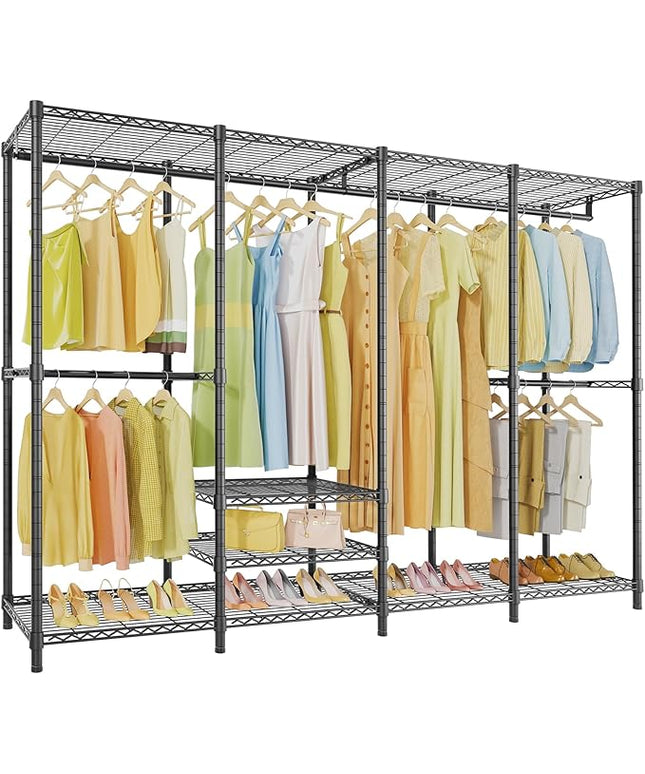 VIPEK V40 Plus Extra Large Clothes Rack Heavy Duty Clothing Rack for Hanging Clothes, Multi-Functional Closet Organizer System Freestanding Wardrobe Closet for Bedroom, Max Load 1300lbs, Black