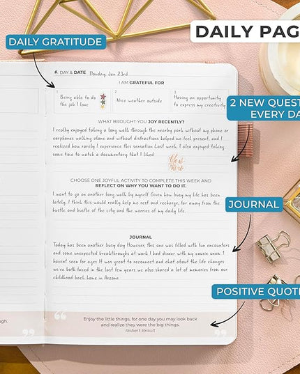 Clever Fox Happiness Notebook – Daily Positivity Journal for Women with Prompts & Positive Quotes – Affirmation & Self Esteem Gifts (Rose Gold)