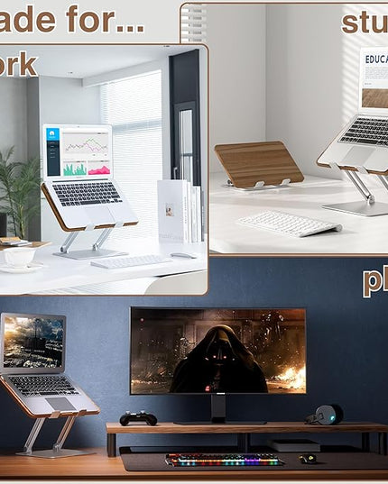 AVARO Adjustable Laptop Stand – Ergonomic Laptop Stand with Customizable Height & Angle, Robust Design Laptop Riser for Desk, Portable, Foldable & Durable Computer Stand for Home or Office Use
