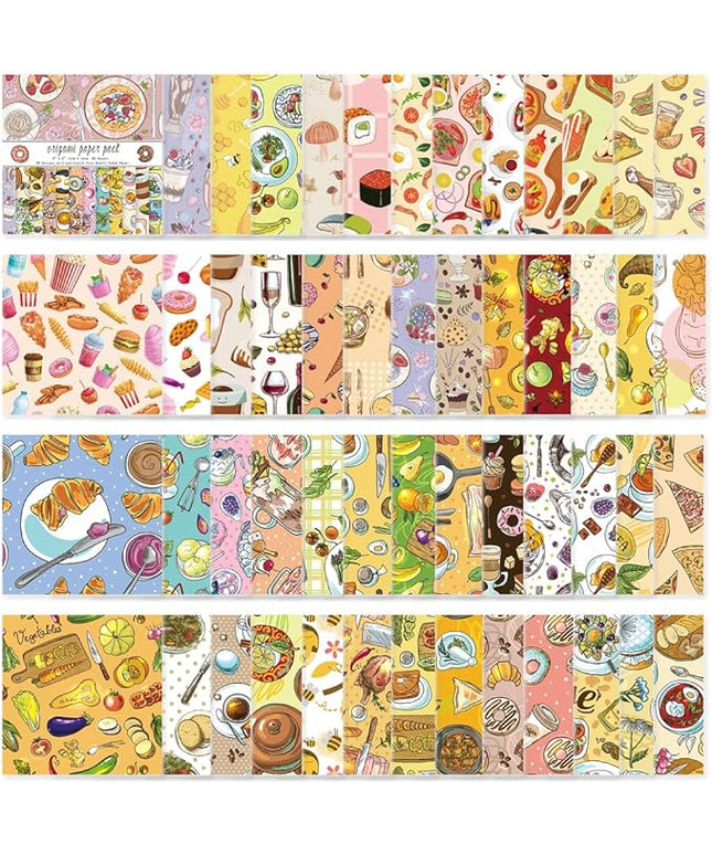 Origami Paper Kit 50 Sheets 70GSM 6 Inch Square Double Sided Color 50 Vivid Japanese Washi Chiyo Colors for Hand Crafts Origami Paper Arts Creativity.Dessert